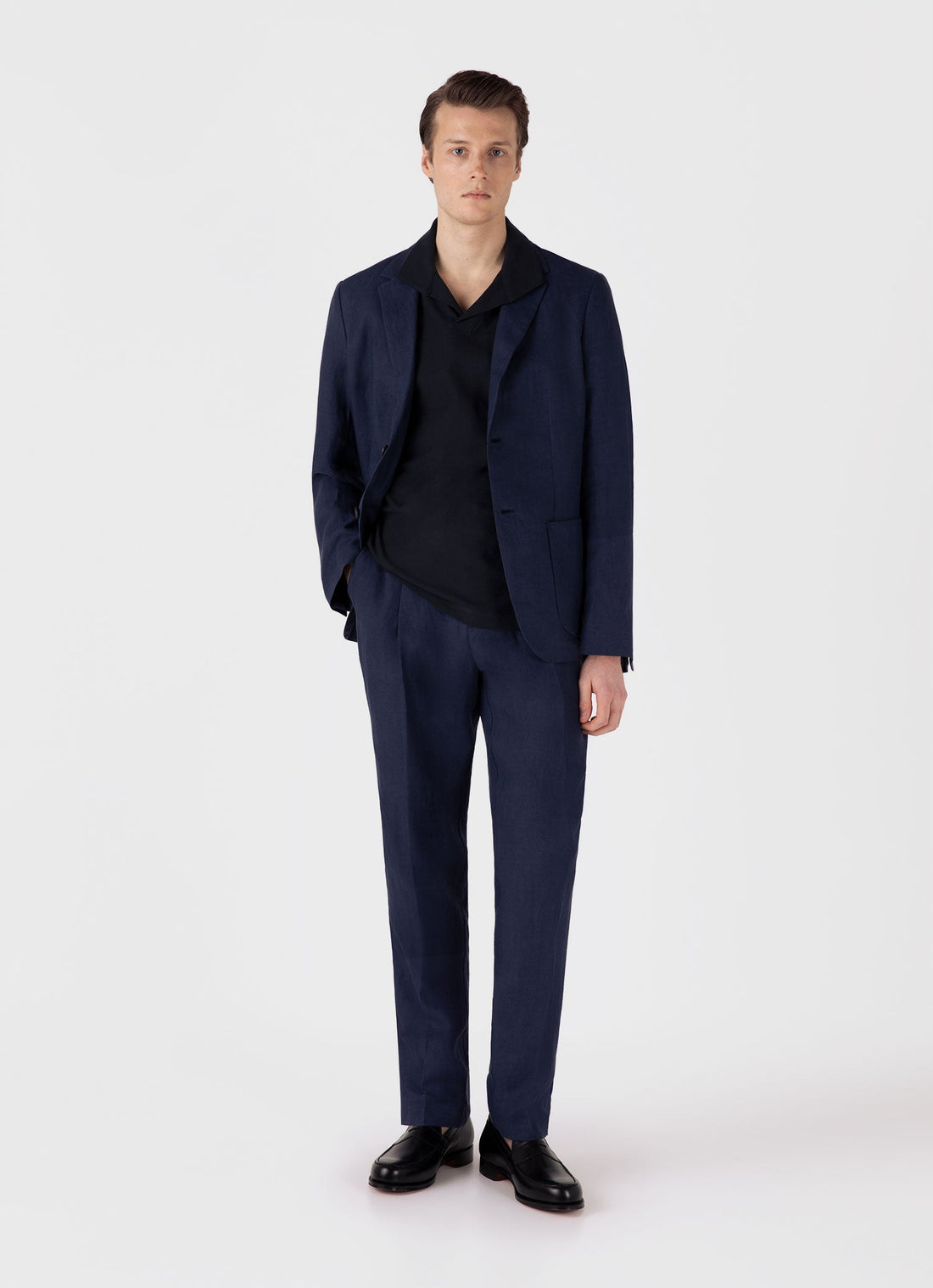 Men's Textured Jersey Polo Shirt in Midnight Navy