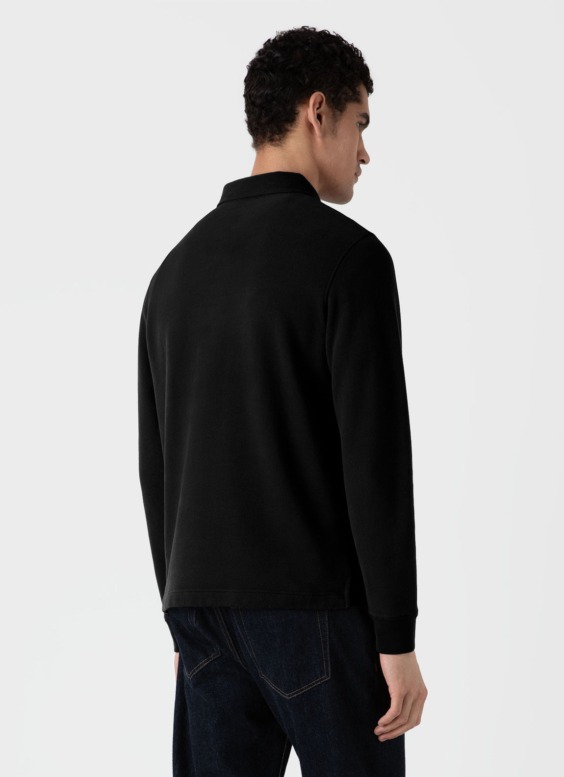 Men's Zip Polo Loopback Sweatshirt in Black