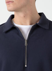 Men's Zip Polo Loopback Sweatshirt in Navy