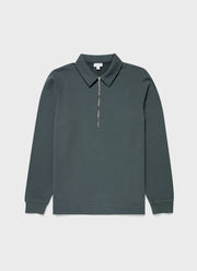 Men's Zip Polo Loopback Sweatshirt in Drill Green