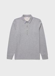 Men's Zip Polo Loopback Sweatshirt in Grey Melange