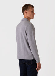 Men's Zip Polo Loopback Sweatshirt in Grey Melange