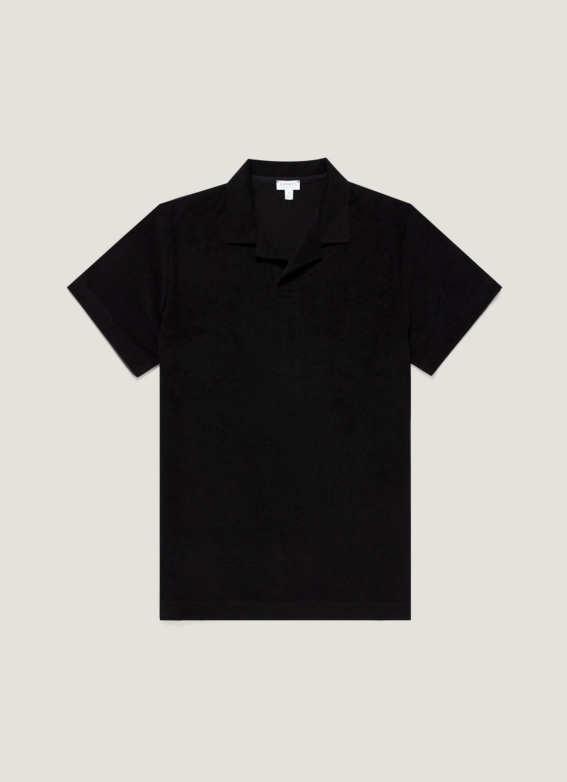 Men's Towelling Polo Shirt in Black