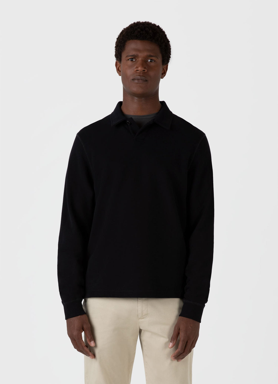 Men's Loopback Polo Sweatshirt in Black