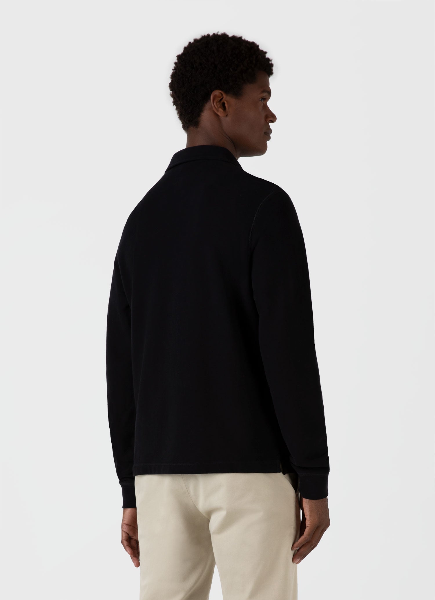 Men's Loopback Polo Sweatshirt in Black