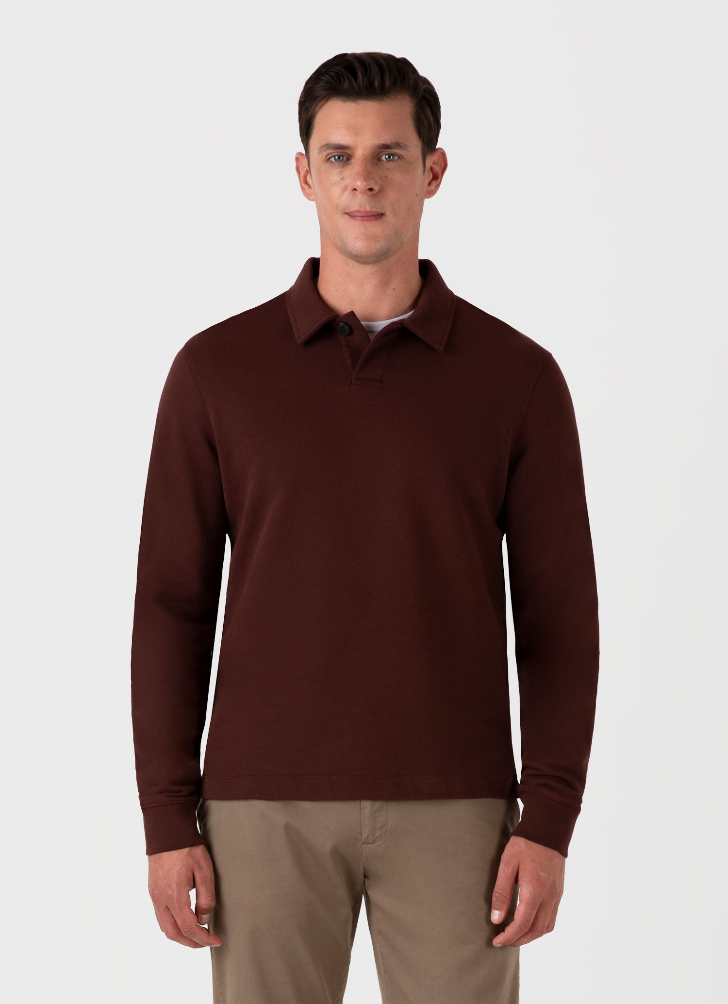 Men's Loopback Polo Sweatshirt in Raisin