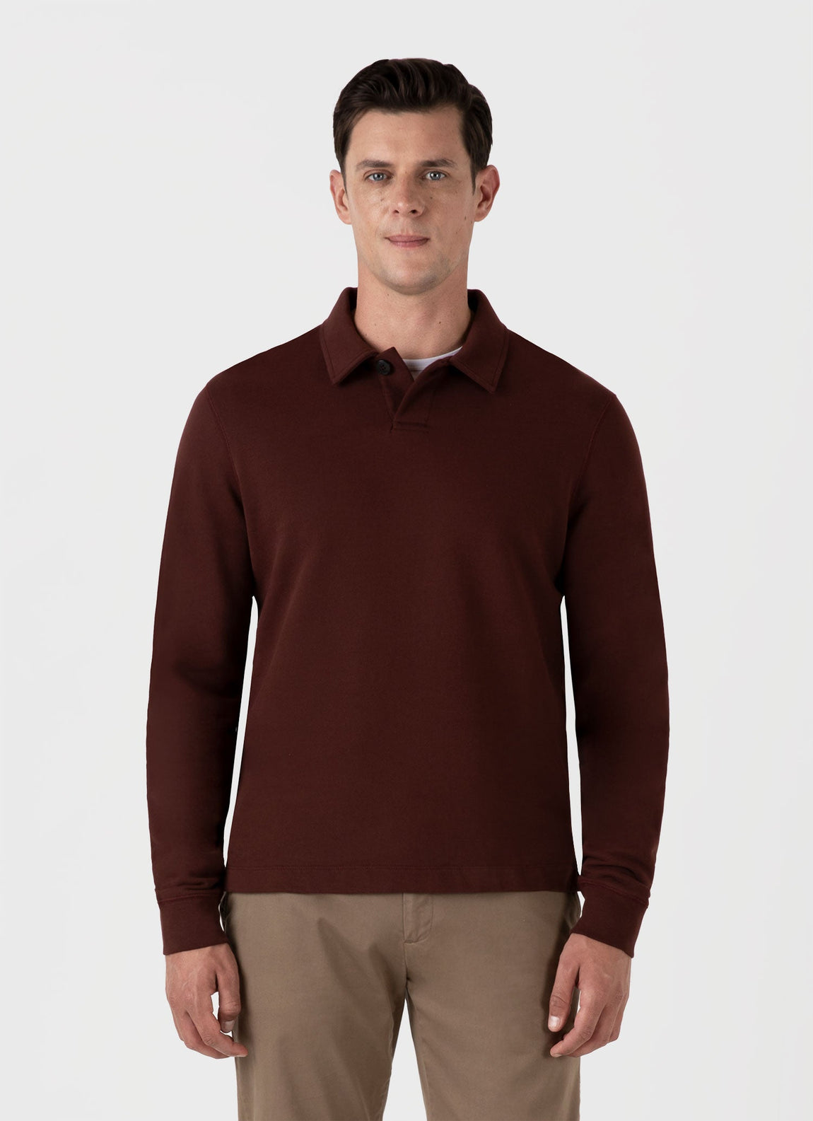 Men's Loopback Polo Sweatshirt in Raisin