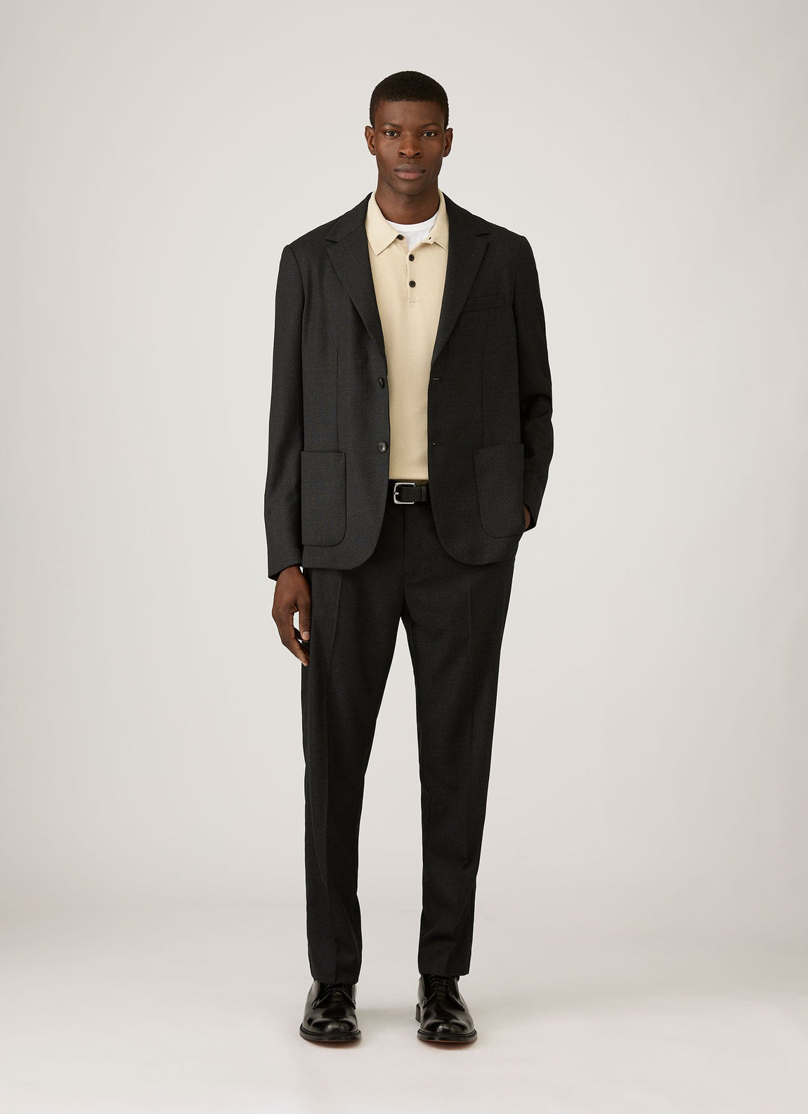 Men's Long Sleeve Sea Island Cotton Knit Polo Shirt in Hazelwood