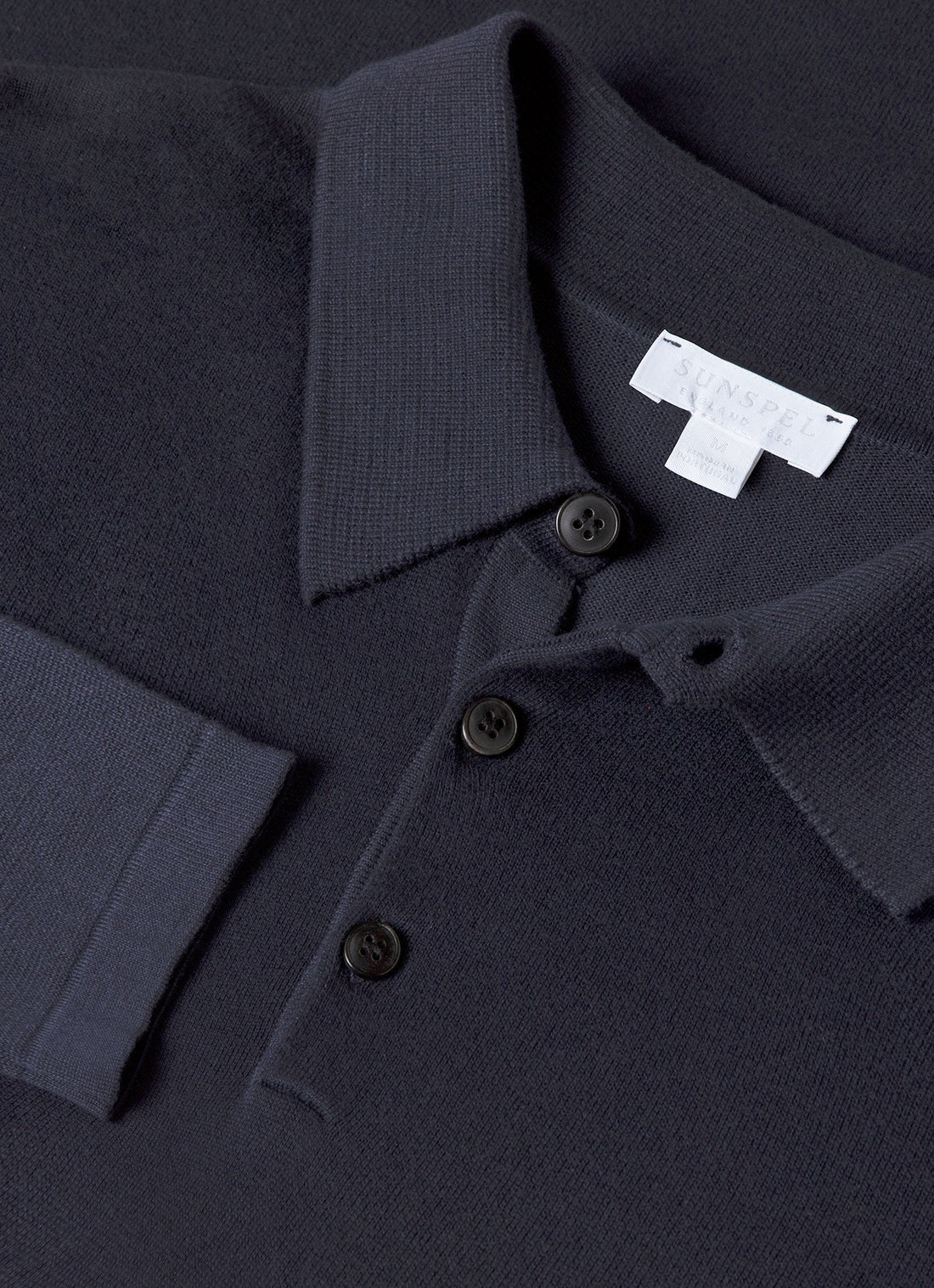 Men's Sea Island Cotton Long Sleeve Polo Shirt in Light Navy