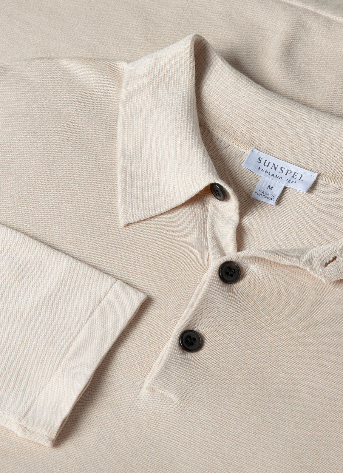 Men's Sea Island Cotton Long Sleeve Polo Shirt in Undyed