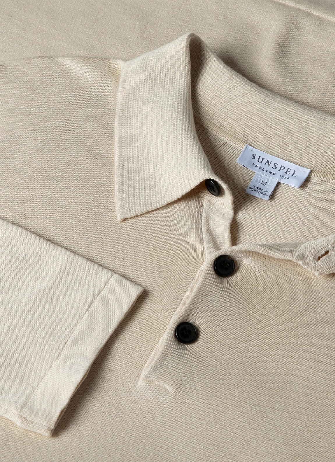 Men's Sea Island Cotton Long Sleeve Polo Shirt in Undyed
