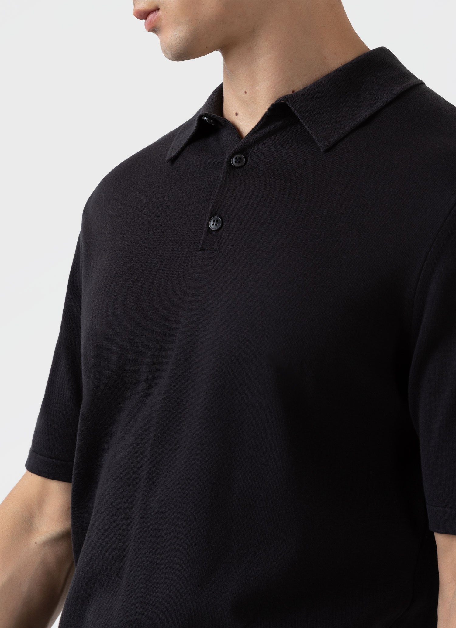 Men's Sea Island Cotton Polo Shirt in Black