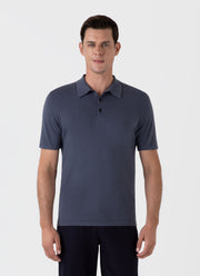 Men's Sea Island Cotton Polo Shirt in Slate Blue