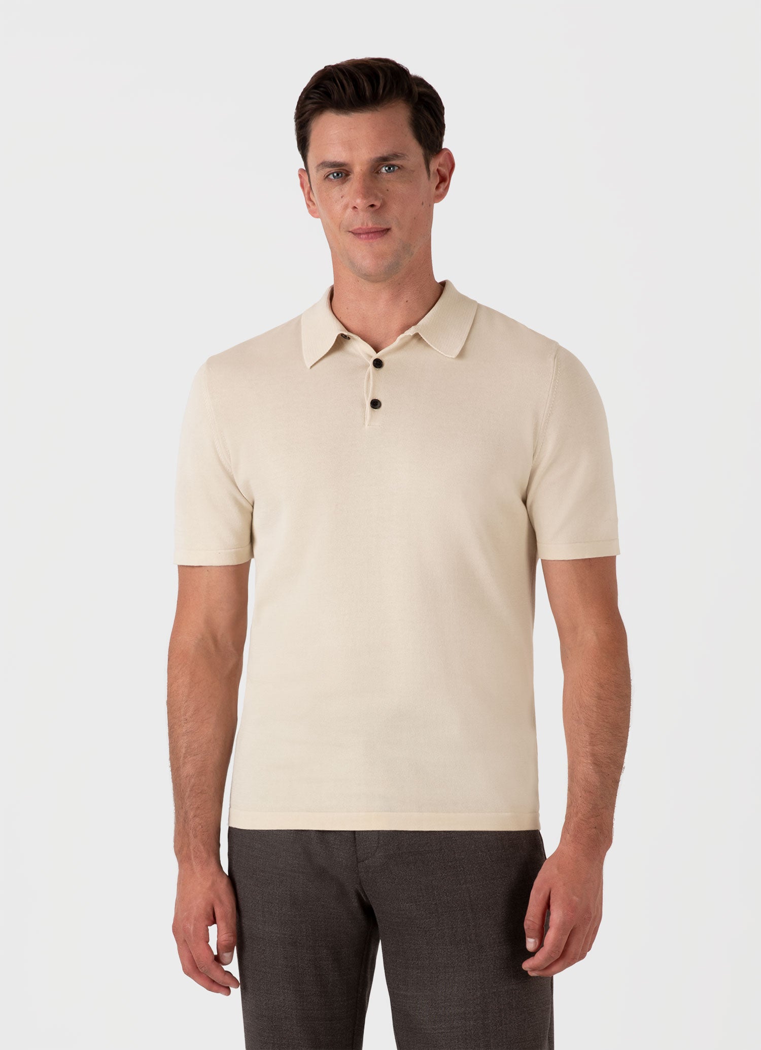 Men's Sea Island Cotton Polo Shirt in Undyed