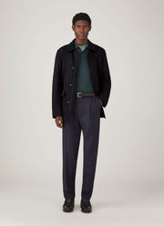 Men's Extra-Fine Merino Polo Shirt in Dark Petrol