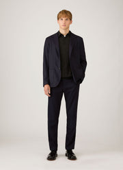 Men's Extra-Fine Merino Knitted Polo Shirt in Charcoal Melange