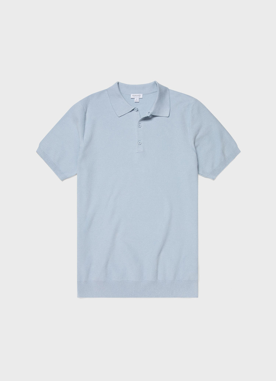 Men's Knit Polo Shirt in Pastel Blue