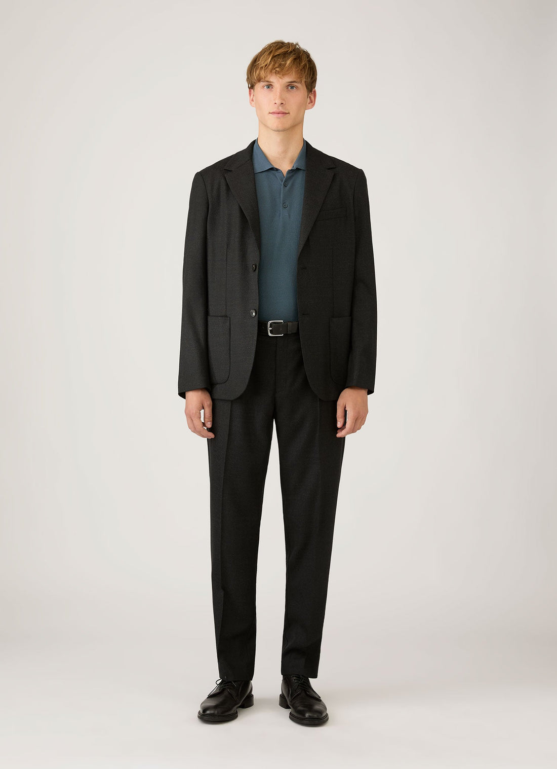 Men's Knit Polo Shirt in Slate Blue