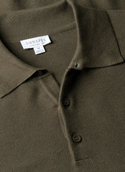 Men's Cotton Knit Polo Shirt in Khaki