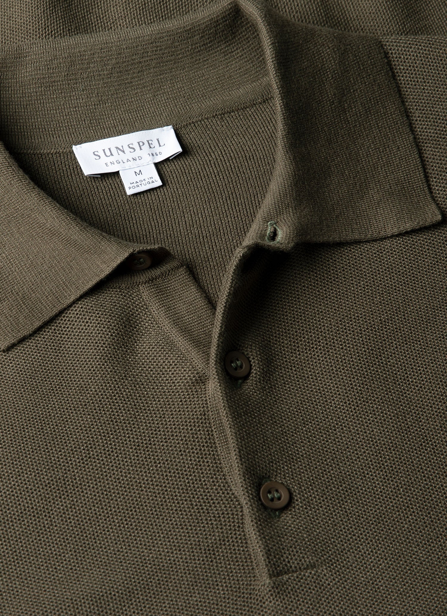 Men's Cotton Knit Polo Shirt in Khaki