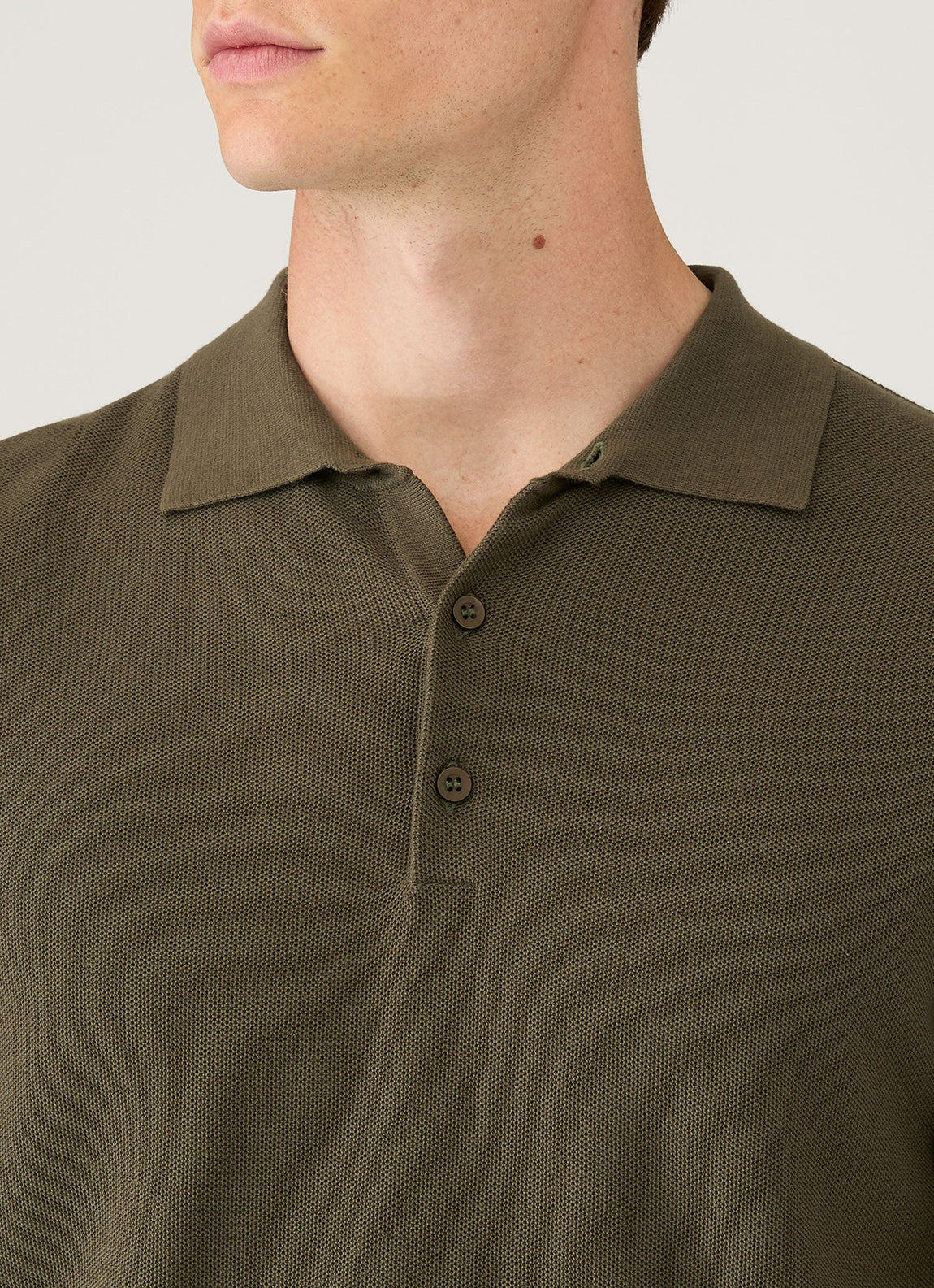 Men's Cotton Knit Polo Shirt in Khaki
