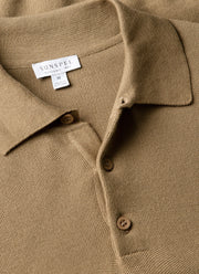 Men's Cotton Knit Polo Shirt in Dark Stone