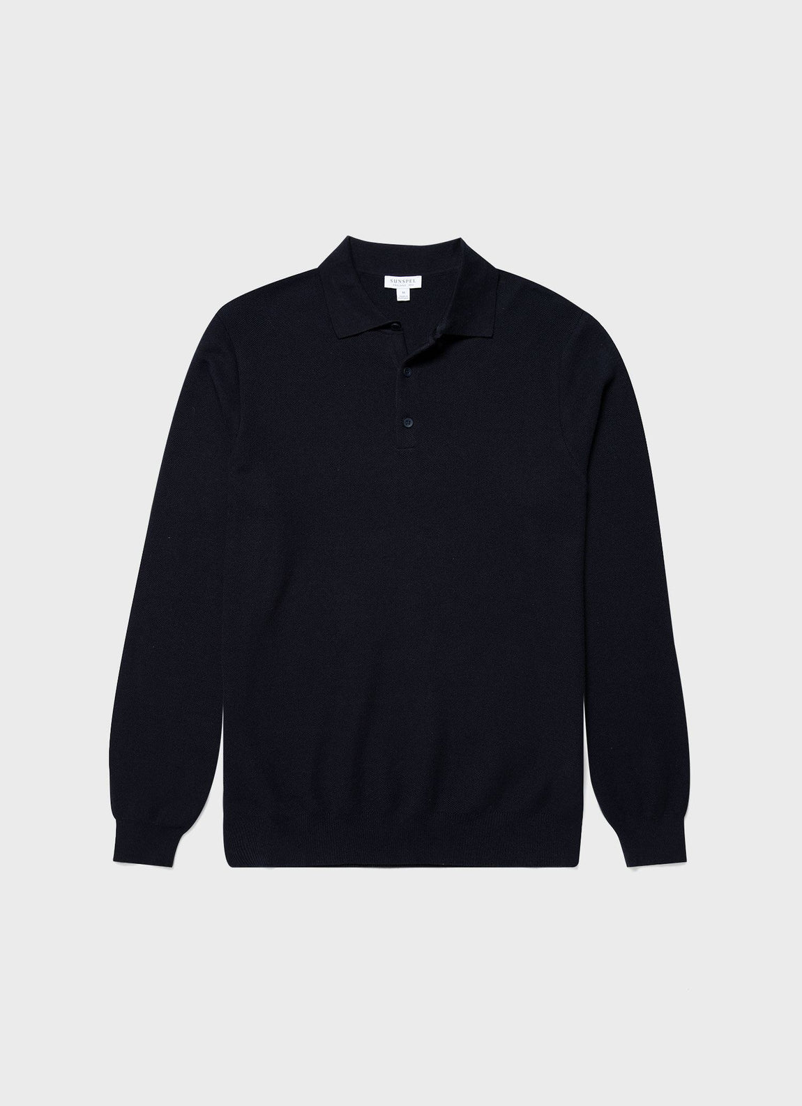 Men's Knit Long Sleeve Polo Shirt in Navy