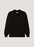 Men's Lambswool Knitted Polo Shirt in Black