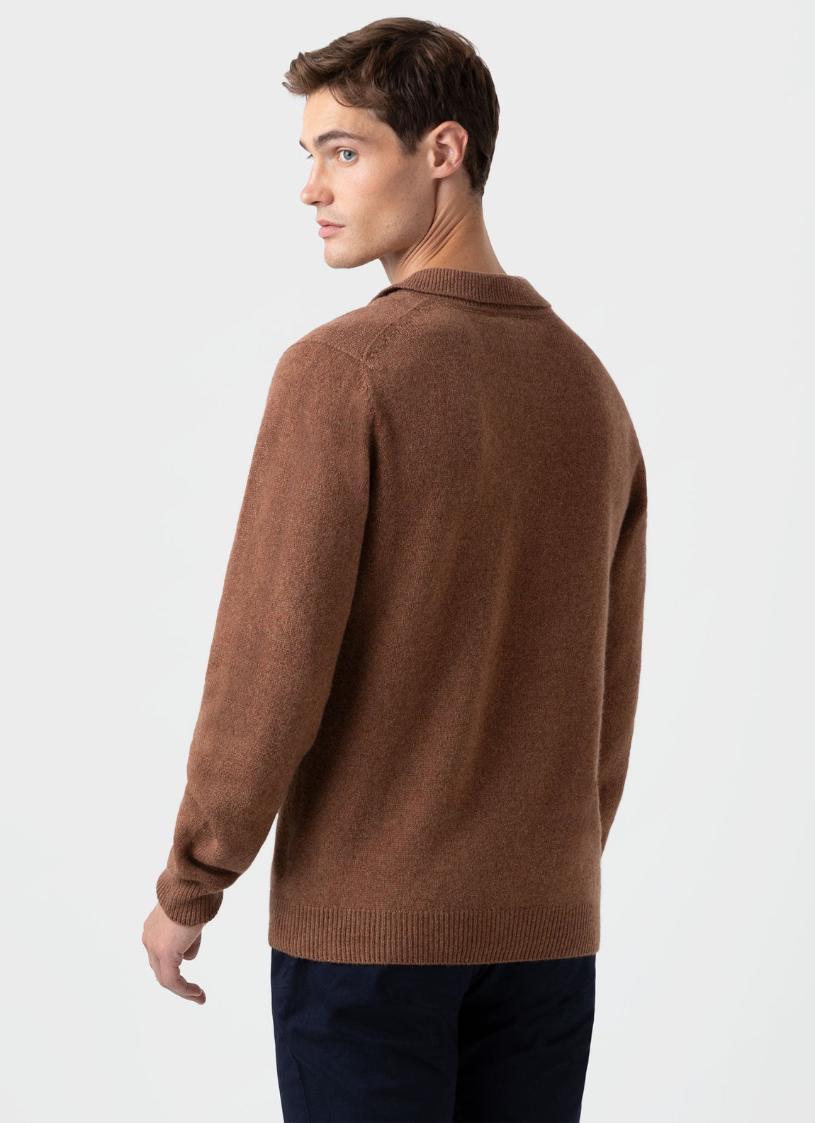 Men's Lambswool Polo Shirt in Pecan