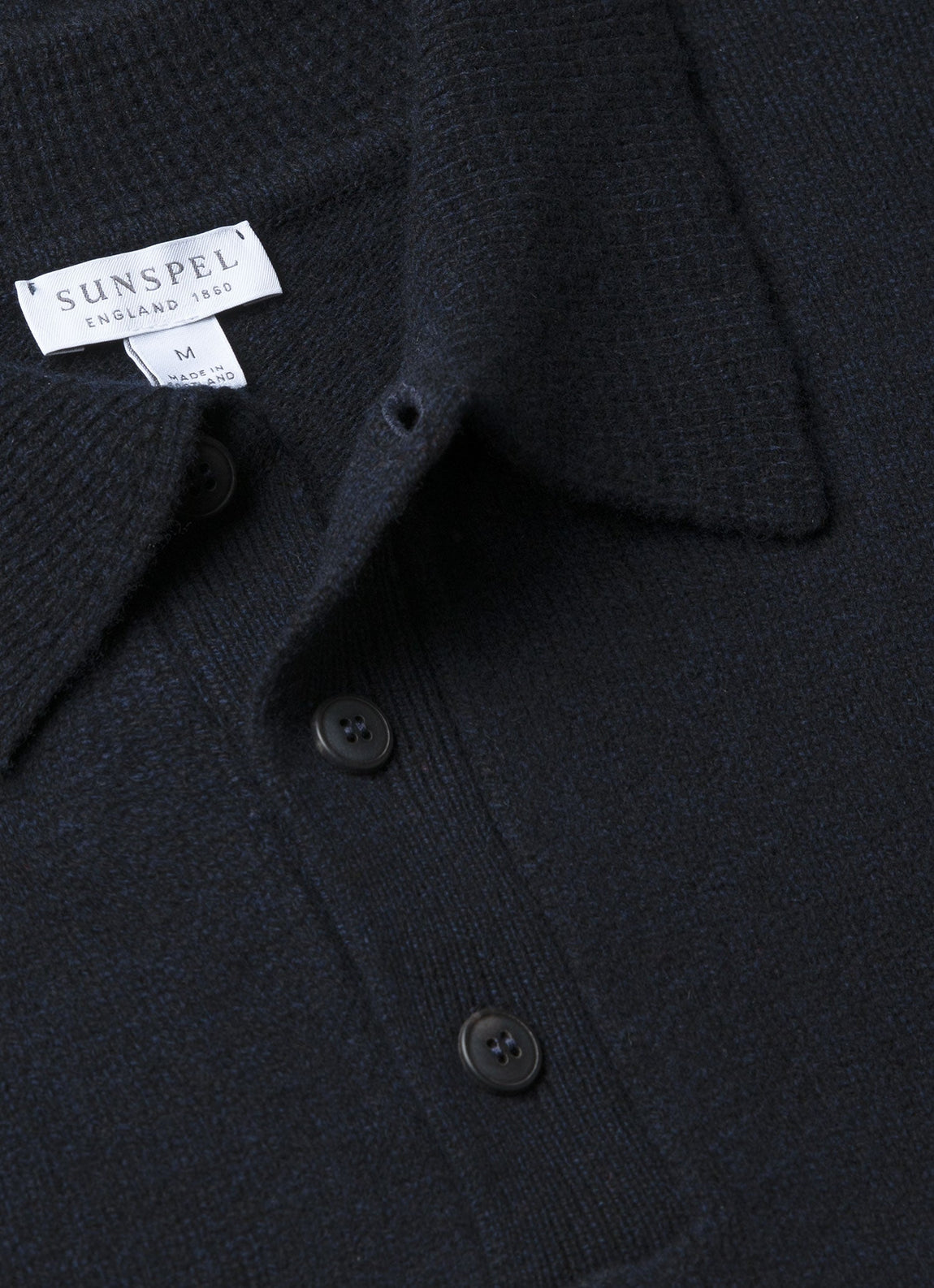 Men's Lambswool Polo Shirt in Dark Navy Mouline