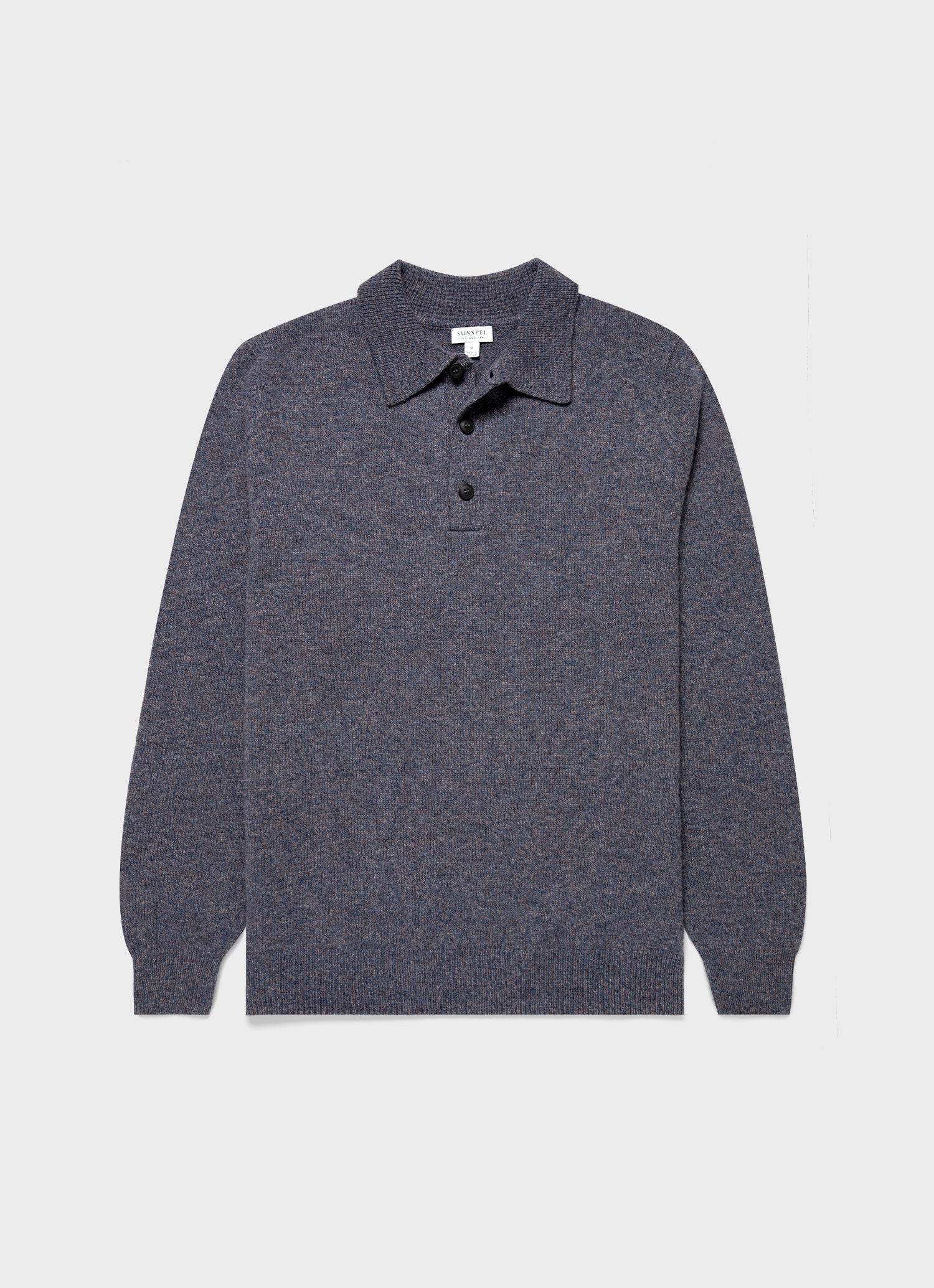 Men's Lambswool Polo Shirt in Slate Blue Twist