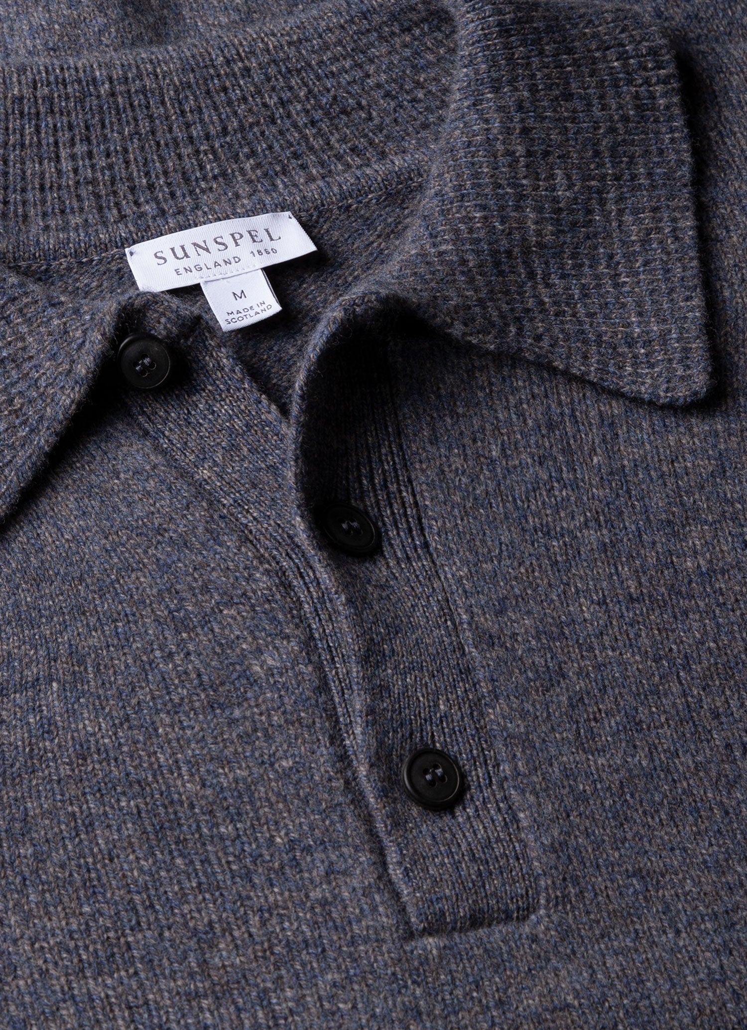 Men's Lambswool Polo Shirt in Slate Blue Twist