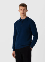 Men's Lambswool Polo Shirt in Naval Blue