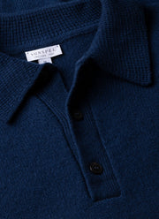 Men's Lambswool Polo Shirt in Naval Blue