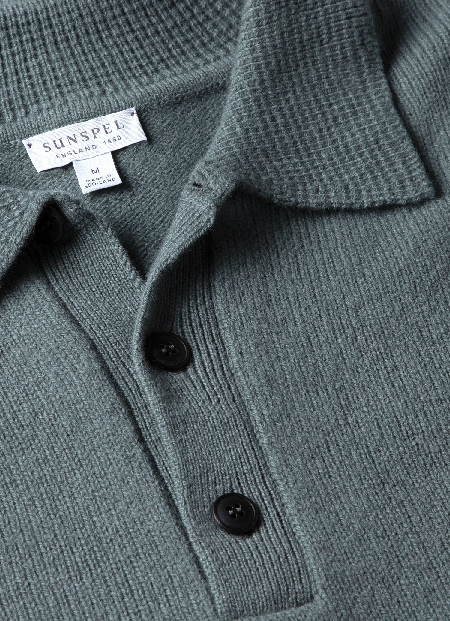 Men's Lambswool Polo Shirt in Smoke Green