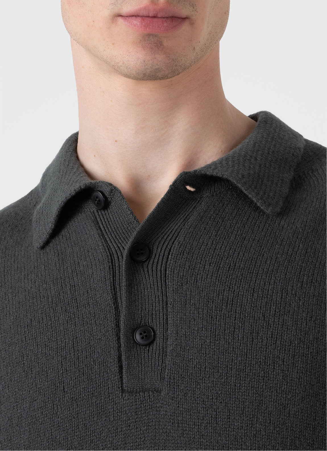 Men's Lambswool Polo Shirt in Drill Green