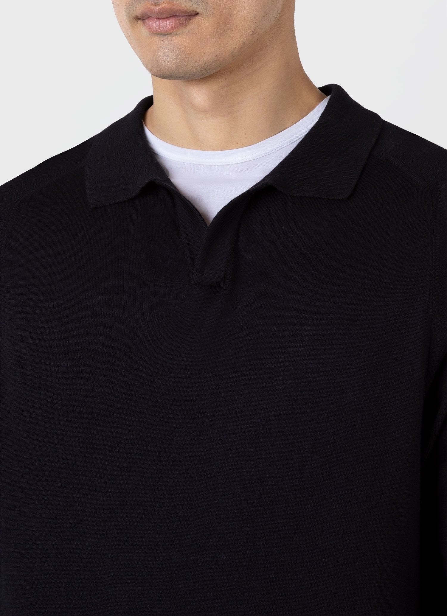 Men's Sea Island Cashmere Polo Shirt in Black