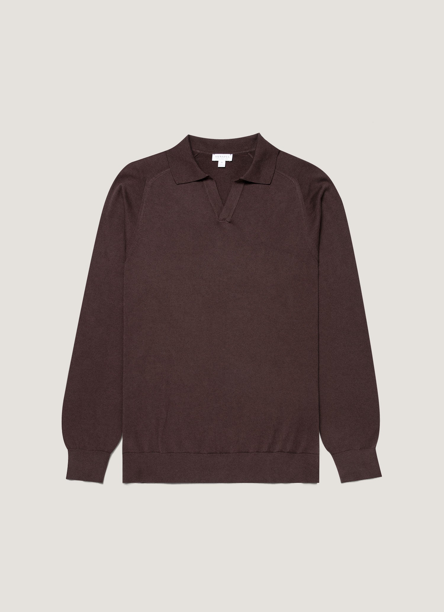 Men's Sea Island Cashmere Knitted Polo in Dark Chocolate