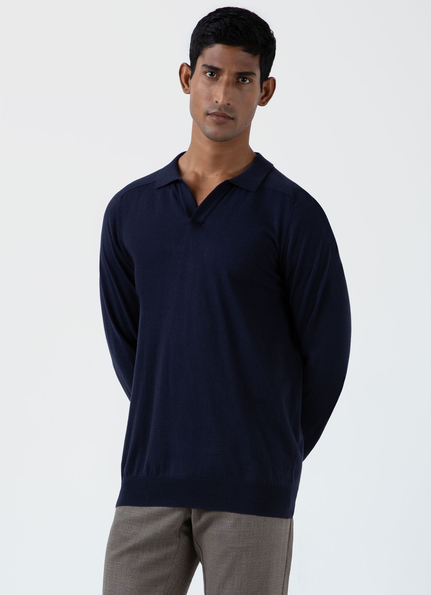 Mens polo long sleeve v neck clearance t shirts