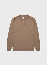 Men's Sea Island Cashmere Polo Shirt in Oat