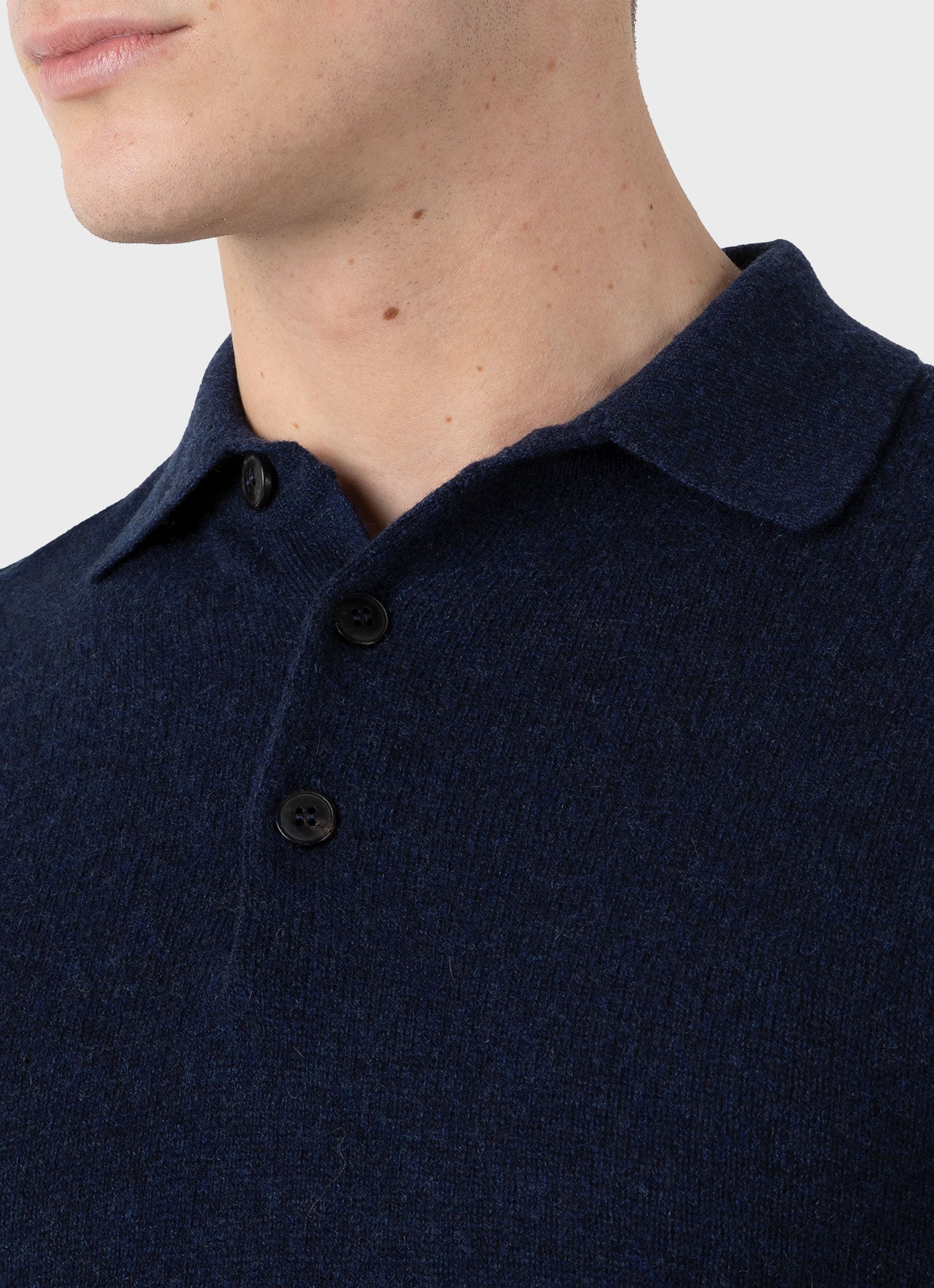 Men's Cashmere Polo Shirt in Navy Melange