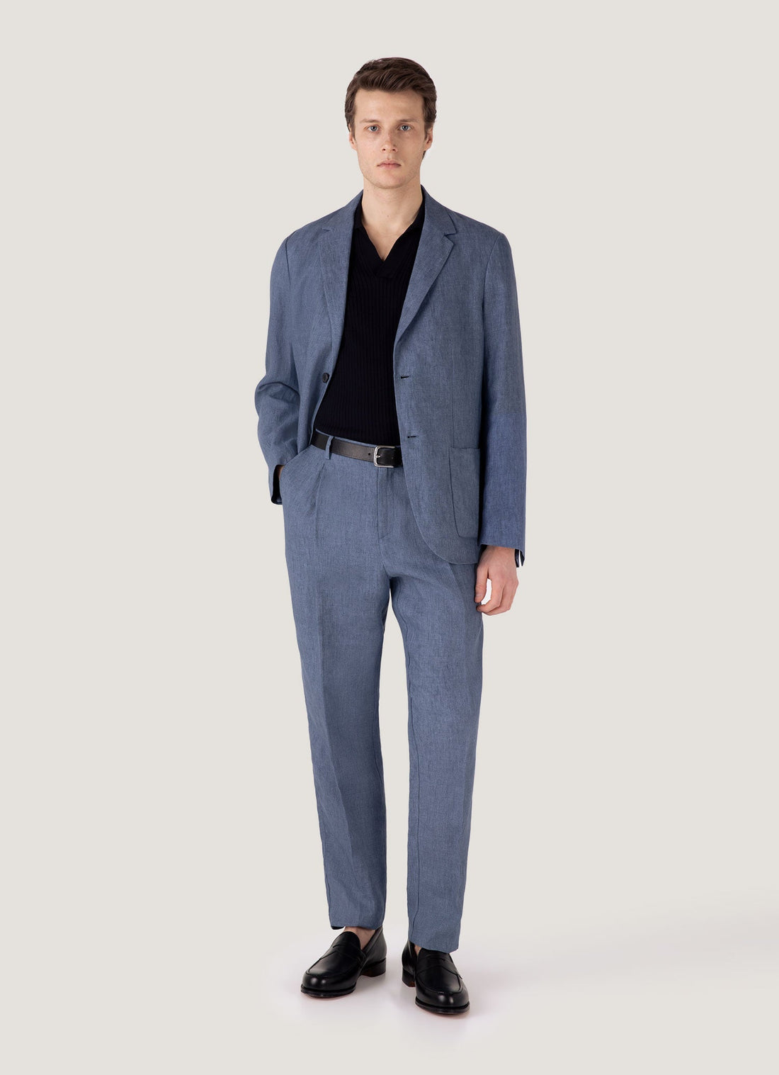 Men's Fine Rib Silk Cotton Polo in Navy