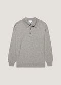 Men's Cashmere Knitted Polo Shirt in Grey Melange