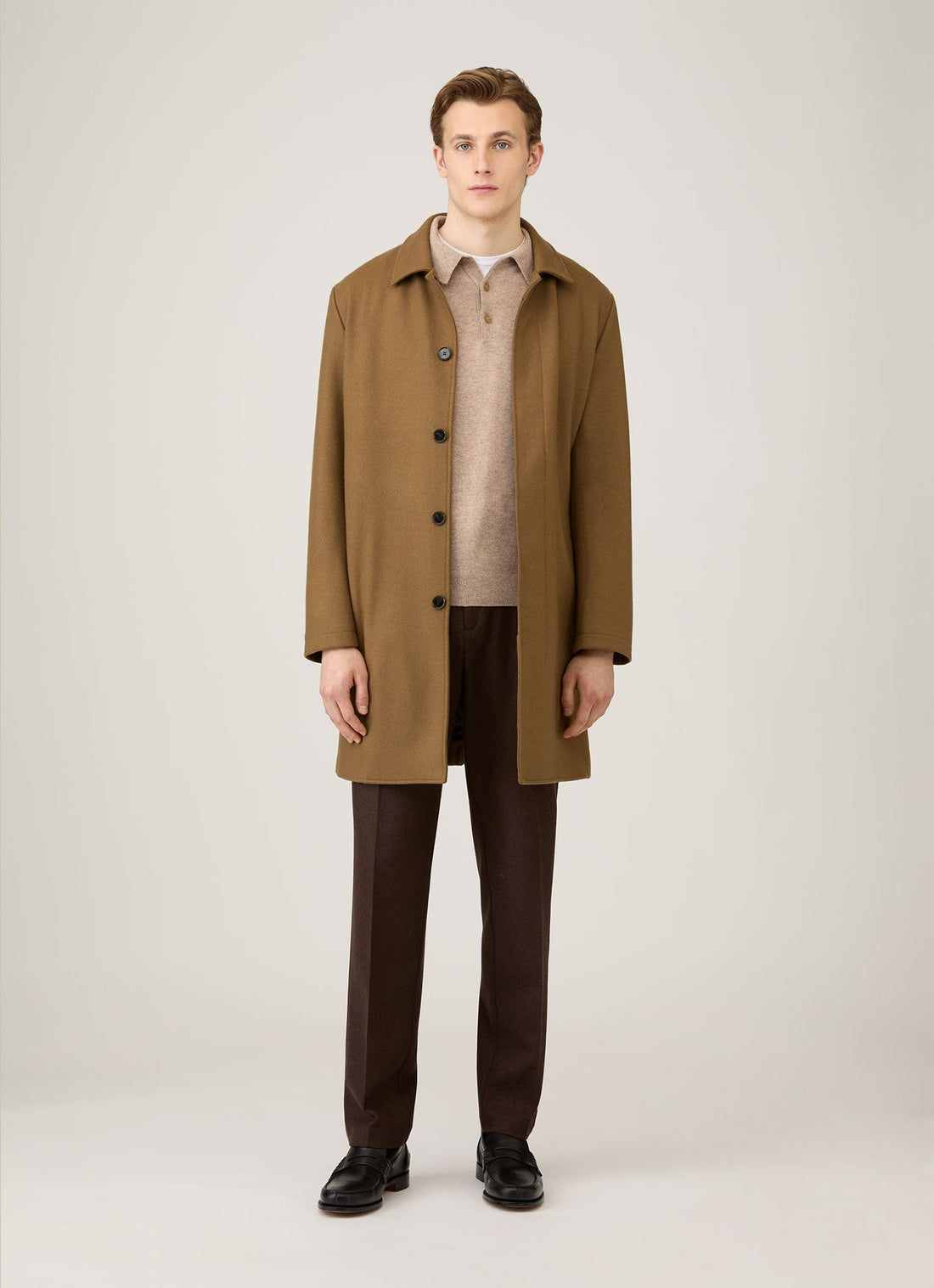 Men's Cashmere Polo Shirt in Oatmeal Melange