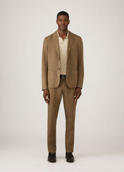 Men's Long Sleeve Fine Rib Silk Cotton Polo in Hazelwood