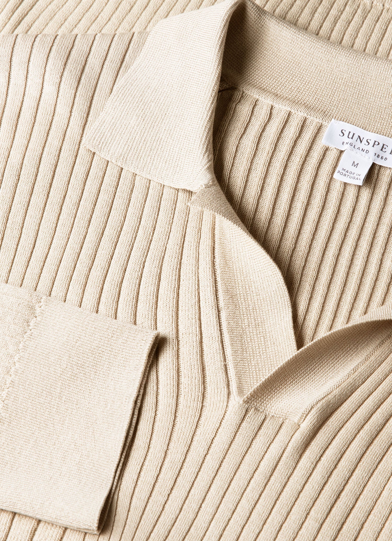 Men's Long Sleeve Fine Rib Silk Cotton Polo in Hazelwood