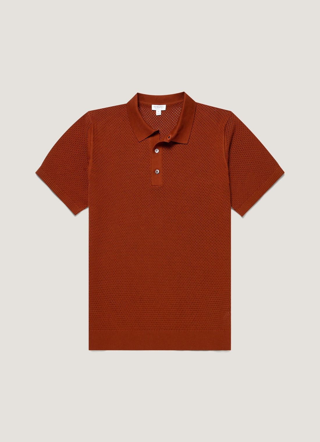Men's Cotton Mesh Polo Shirt in Rust
