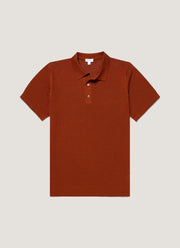 Men's Cotton Mesh Polo Shirt in Rust