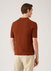Men's Cotton Mesh Polo Shirt in Rust