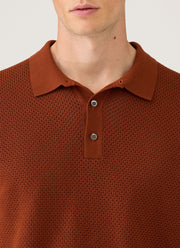 Men's Cotton Mesh Polo in Rust